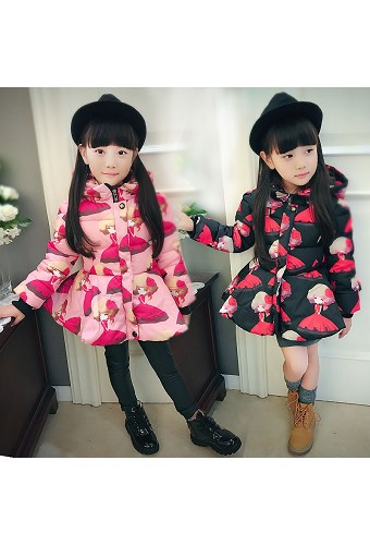 2016新款韩版女童棉衣棉服小美女印花加厚中大童棉服包邮