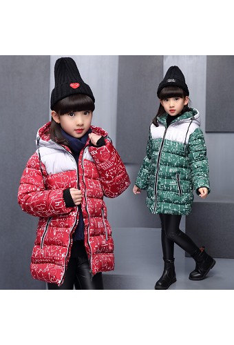 2016新款韩版女童棉衣中大童装数学公式棉服包邮